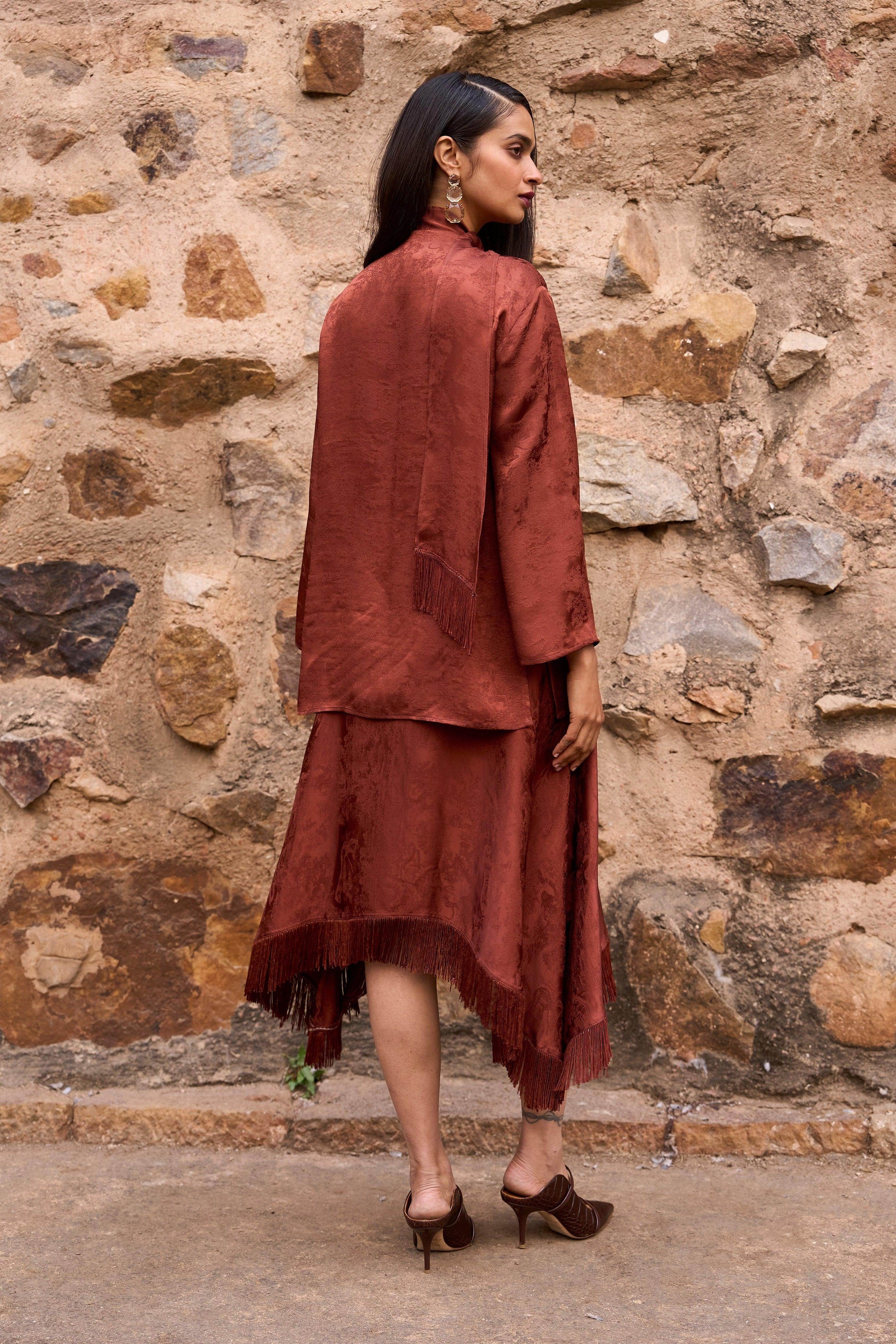 FRINGE HEM PATTERNED SKIRT - dash and dot