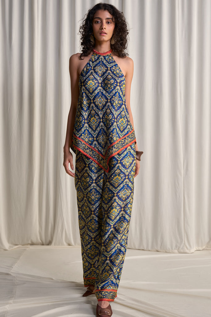 HALTER NECK SCARF PRINT TOP dash and dot