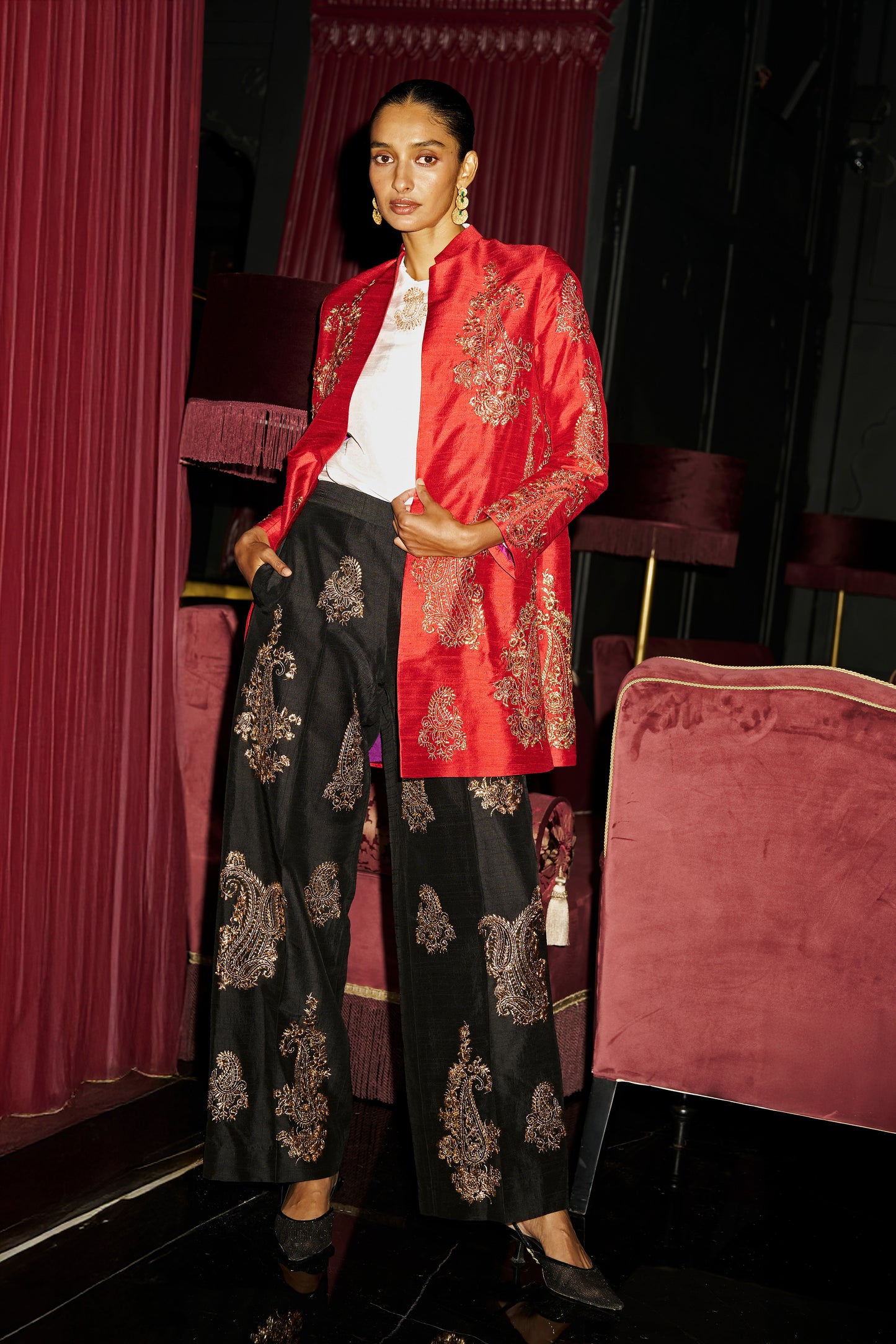 EMBROIDERED PAISLEY JACKET, SHIRT AND PANT