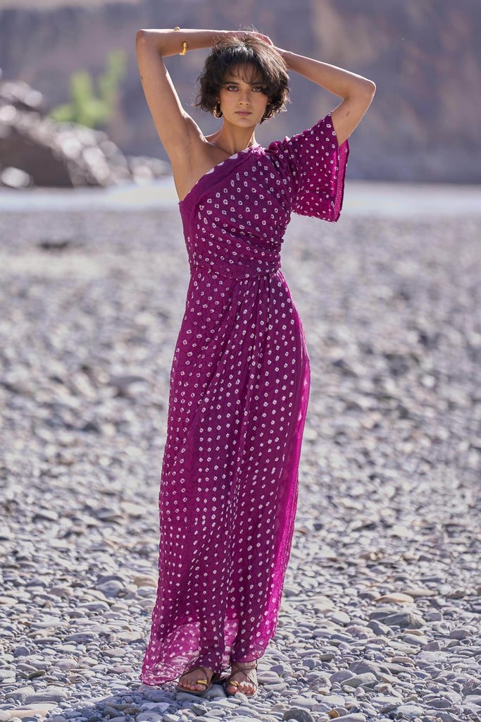 SINGLE SLEEVE BANDHANI DRESS - dash and dot dash and dot