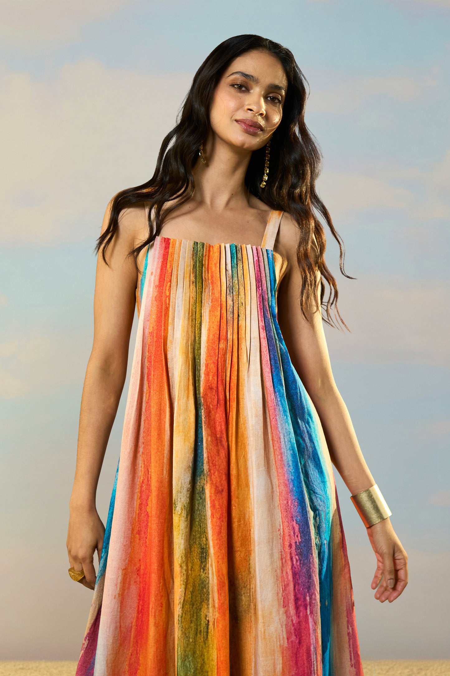 LINEN ABSTRACT WATERCOLOUR MAXI