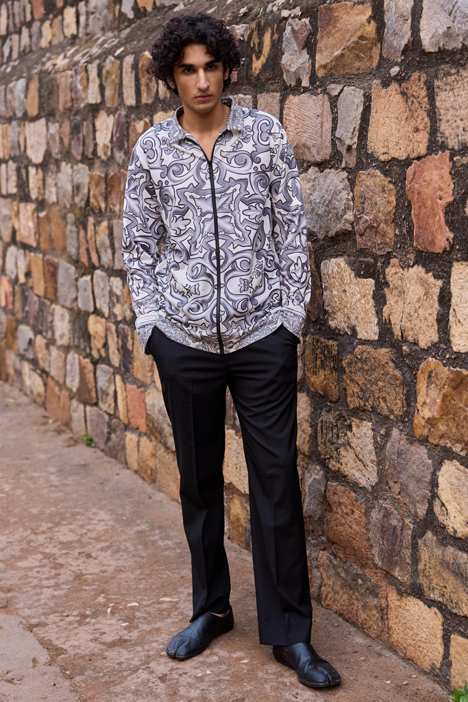 CERAMIC PRINT ZIP FRONT SHIRT - dash and dot dash and dot