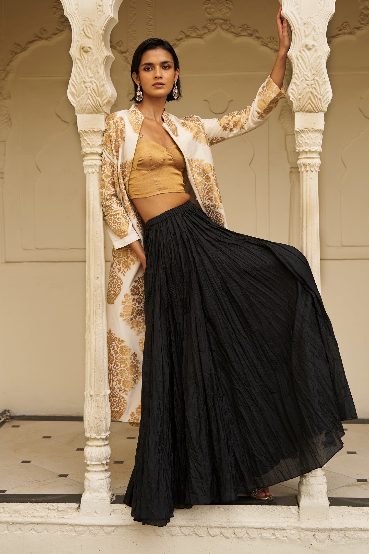 TISSUE BRALETTE AND CRUSHED SKIRT