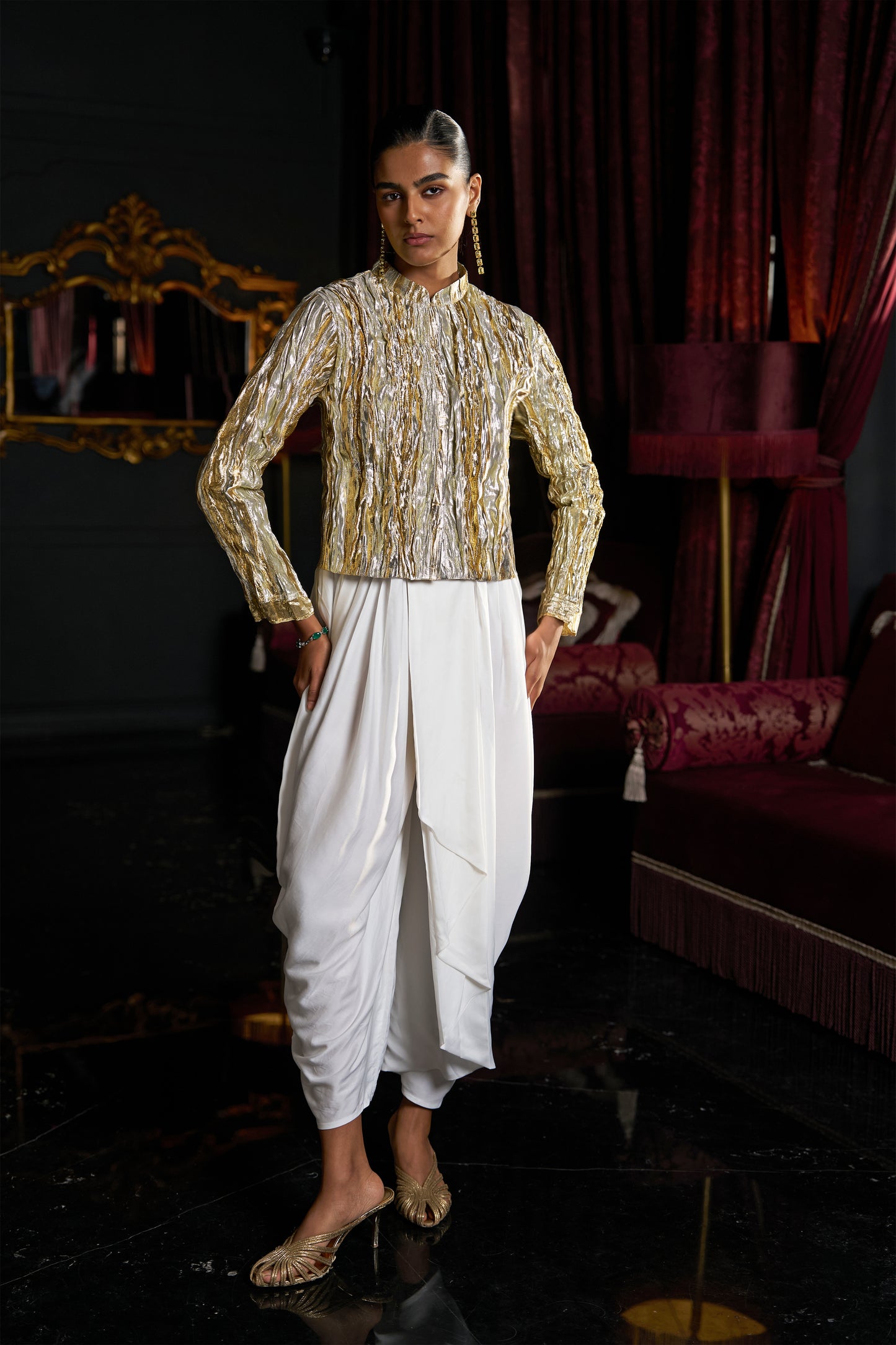 CRUSHED GOTA WEAVE BOLERO