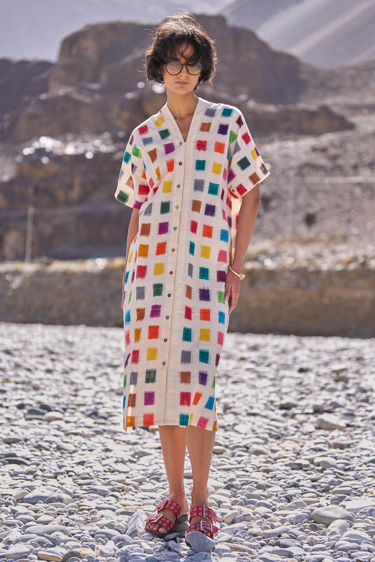 MULTICOLOUR IKAT SHIRT DRESS - dash and dot
