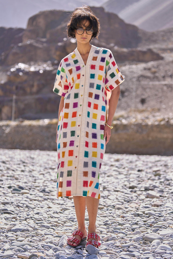 MULTICOLOUR IKAT SHIRT DRESS - dash and dot dash and dot