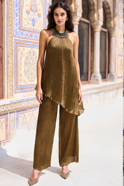 TRIBAL HALTER TISSUE TOP & RELAXED FIT PANT