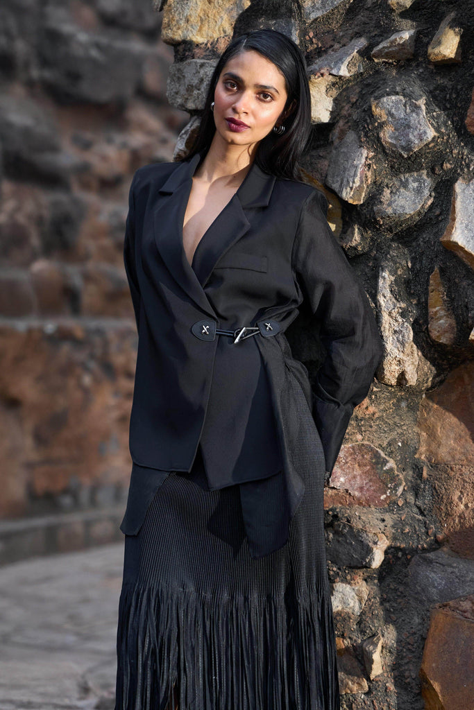 SIDE-TIE BLAZER SHIRT - dash and dot dash and dot