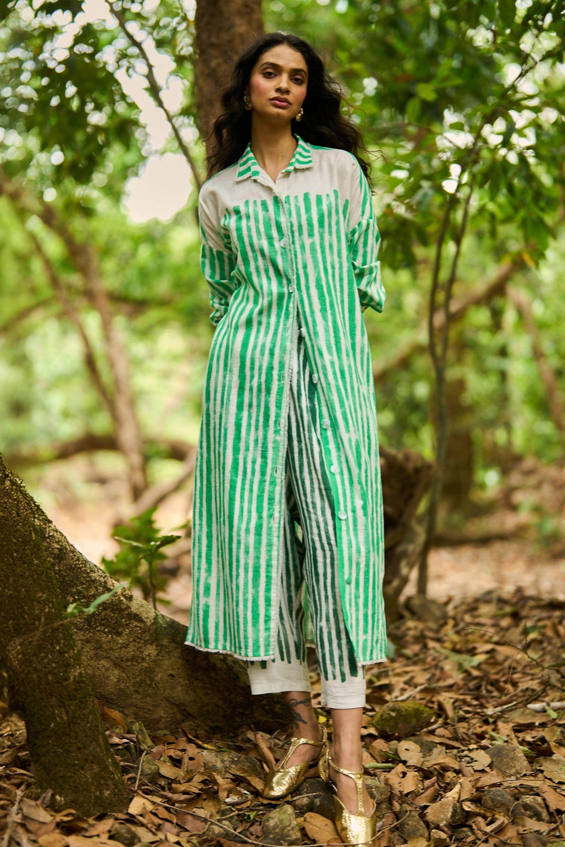 BRUSHTSTROKE DRAPED & PLEATED PANT - dash and dot