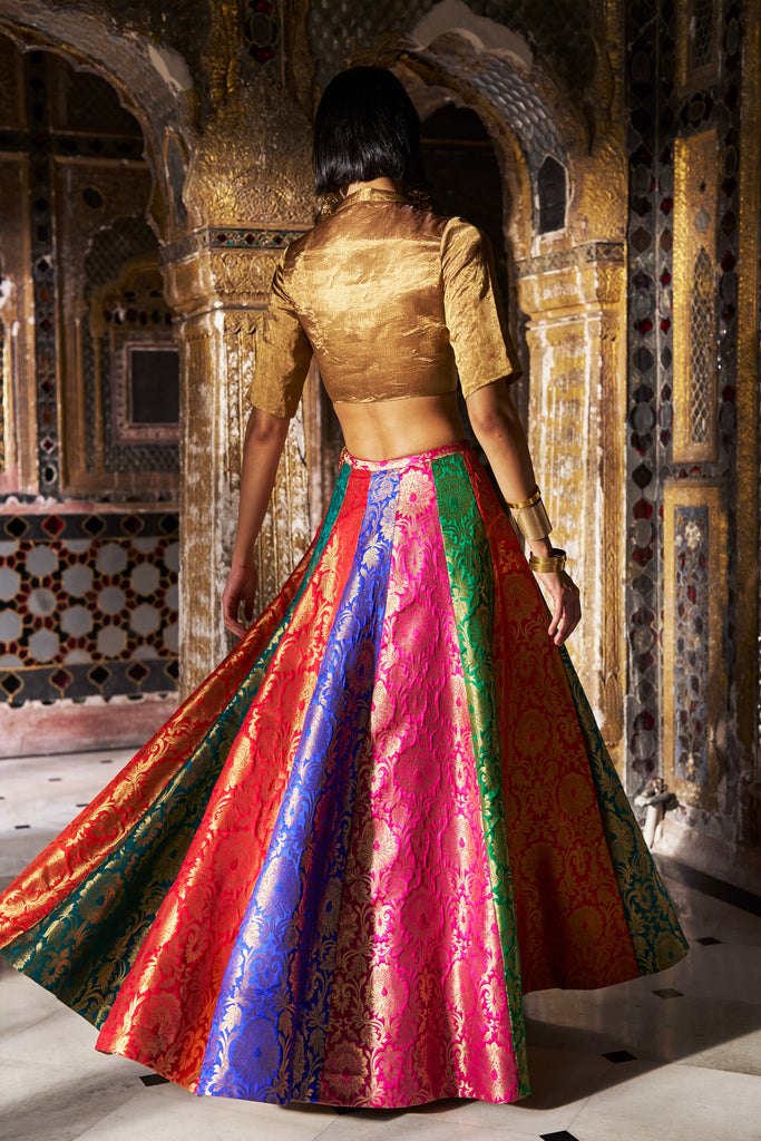 BENARES MULTICOLOUR FLARED SKIRT SET dash and dot