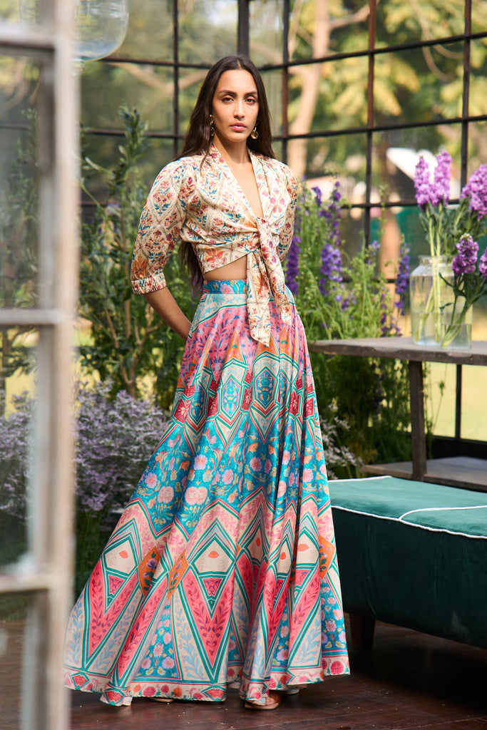MOSAIC PRINT FLARED SKIRT dash and dot