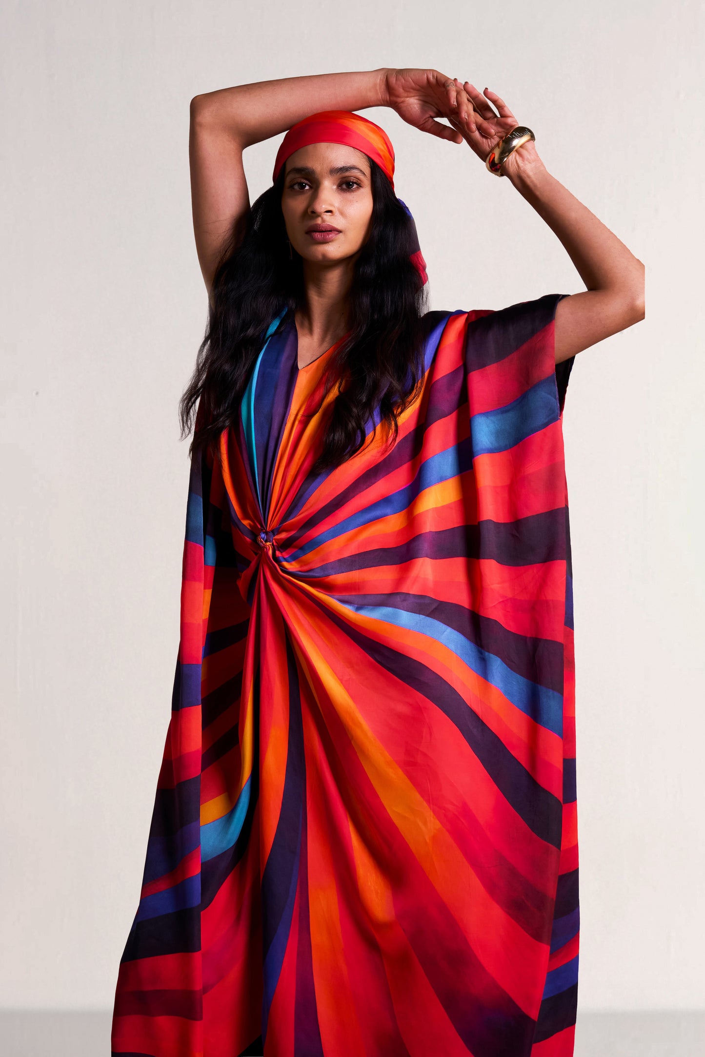 SWIRL KAFTAN WITH SCARF