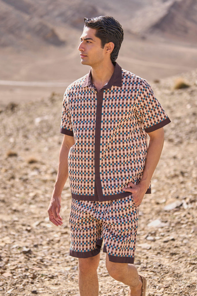 GEO PRINT POPLIN SHORTS SET - dash and dot dash and dot