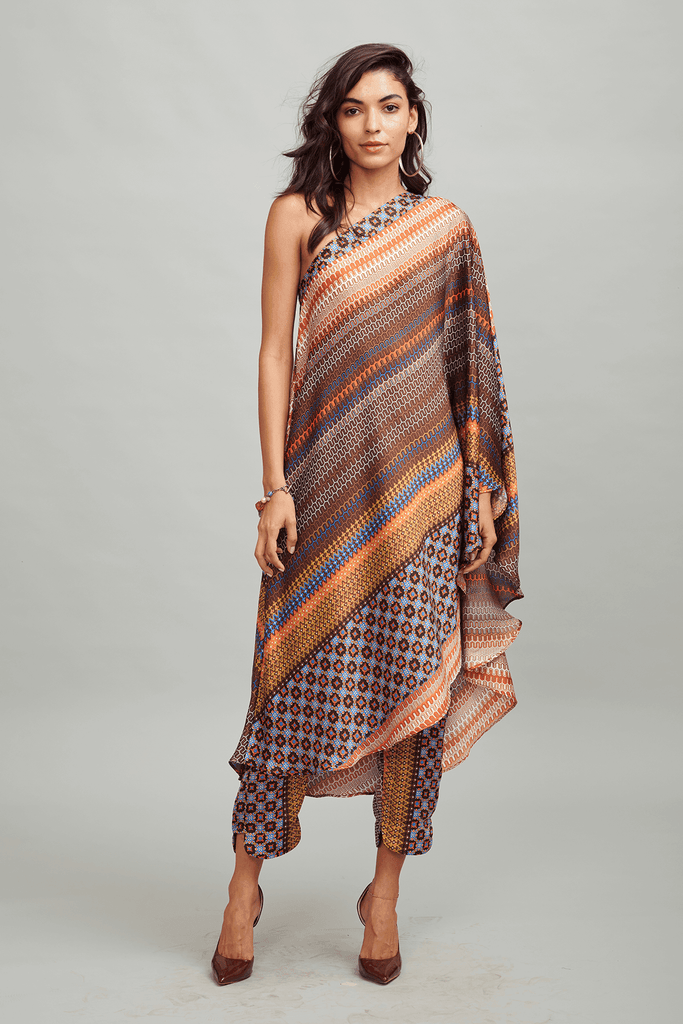 ONE SHOULDER PRINTED SET - dash and dot dash and dot