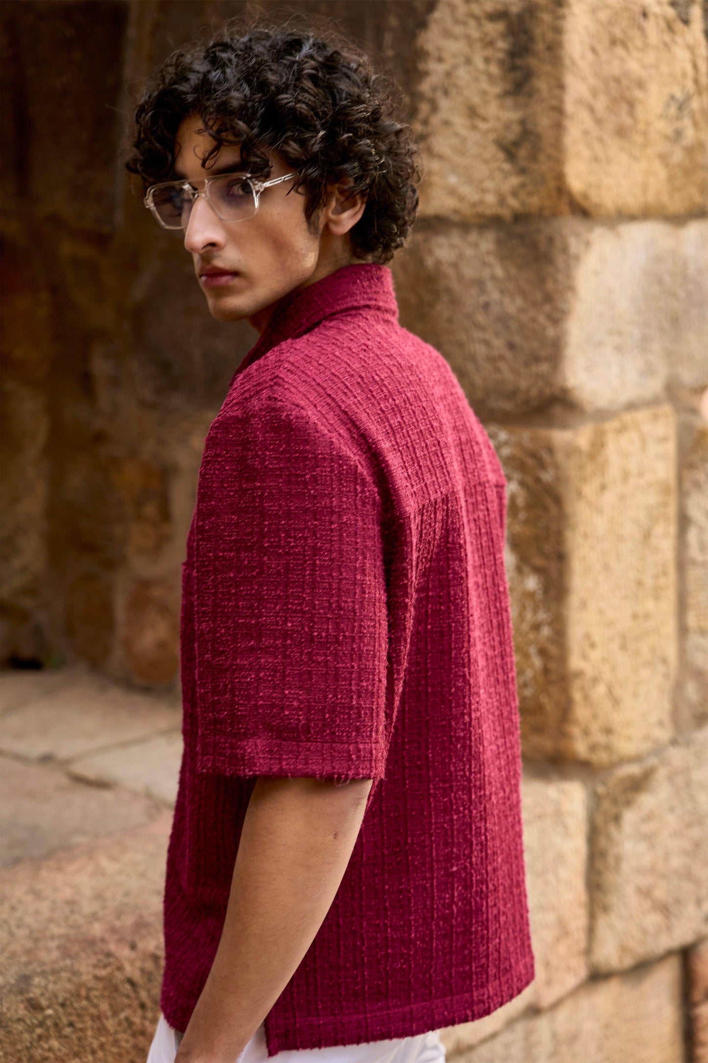 TEXTURED KNIT HALF SLEEVE - dash and dot