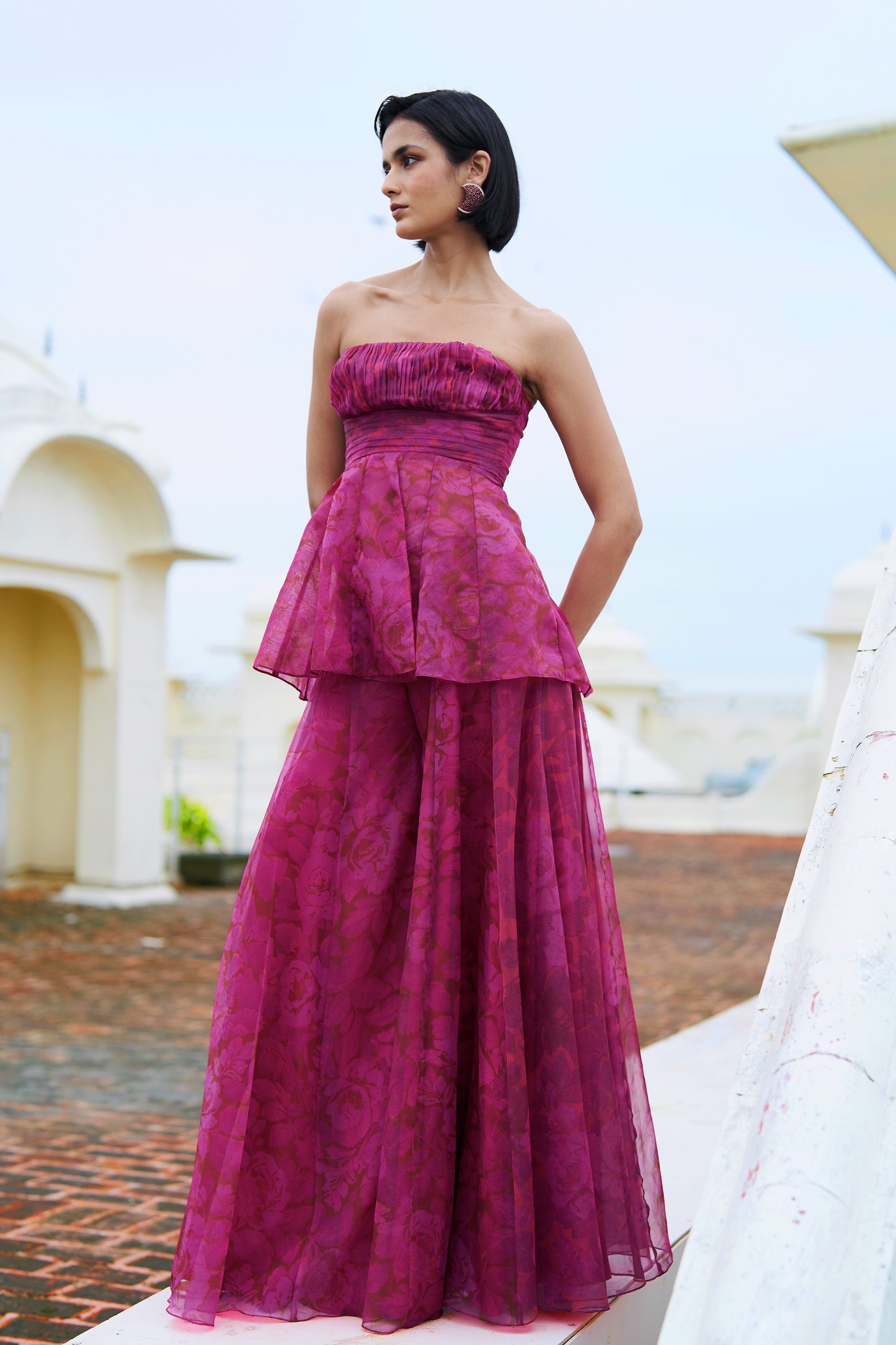 FLORAL PRINT PEPLUM SET