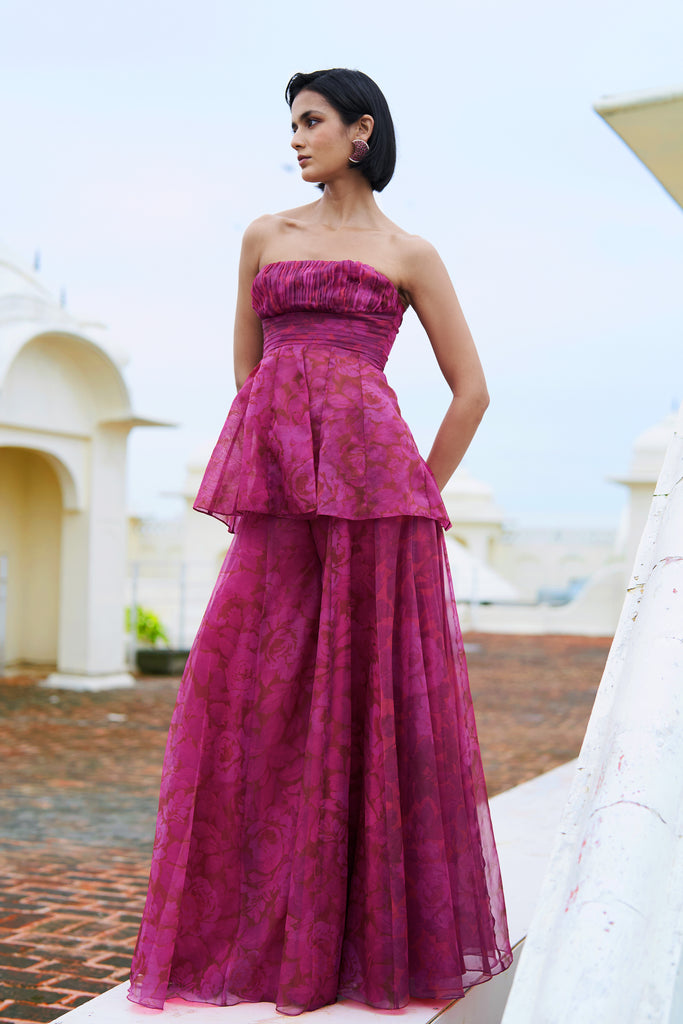 FLORAL PRINT PEPLUM SET dash and dot