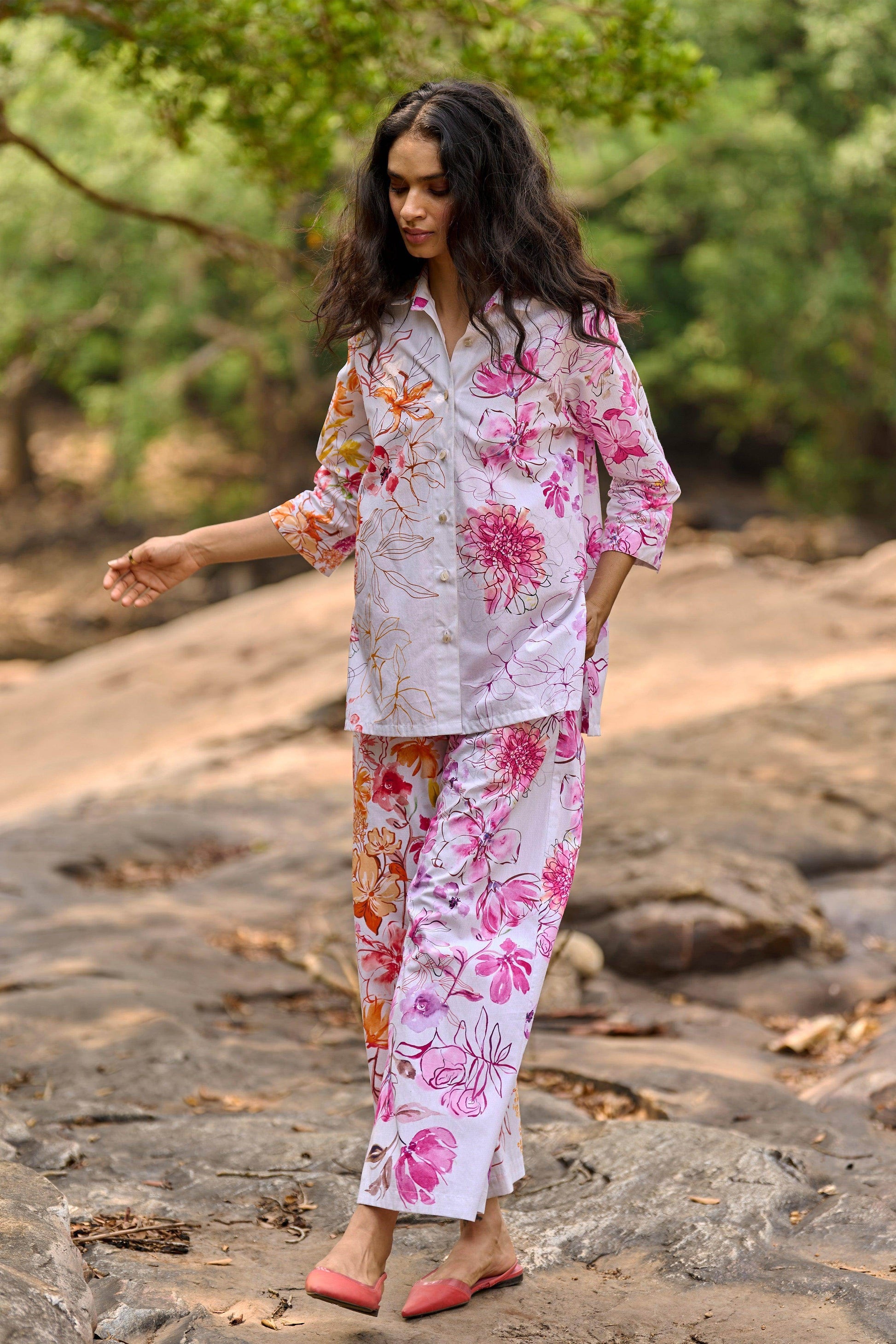 ASYMMETRIC FLORAL PRINT PANT - dash and dot