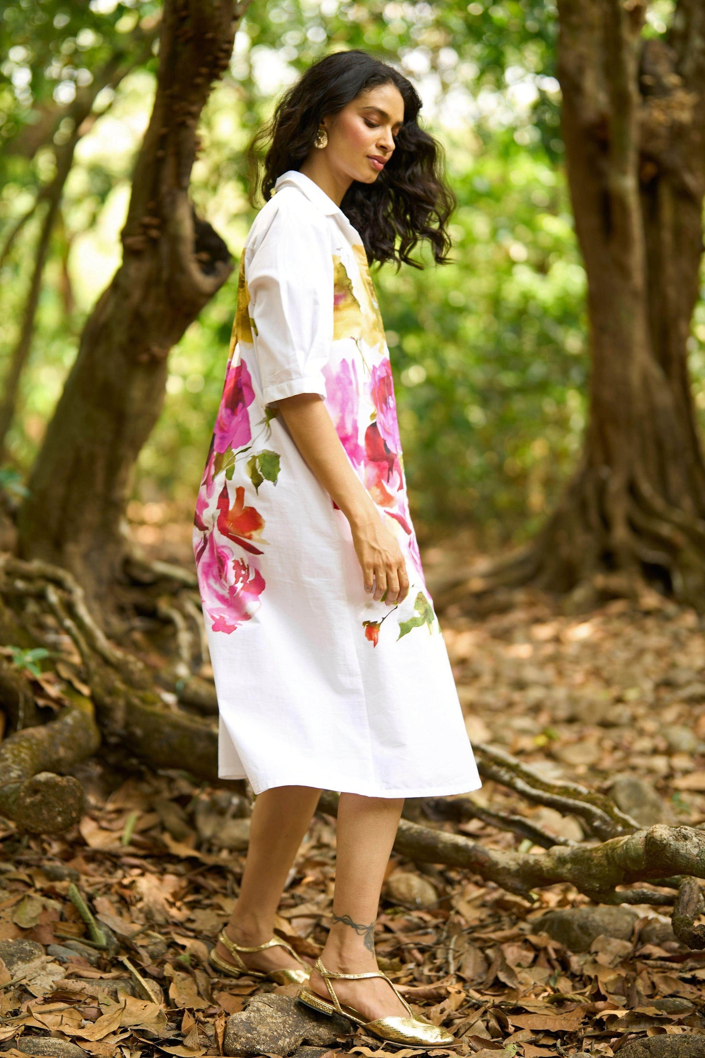 WATERCOLOUR FLORAL SHIRT DRESS - dash and dot