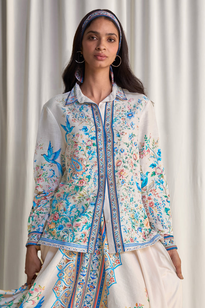 LINEN BOTANICAL PRINT SHIRT dash and dot