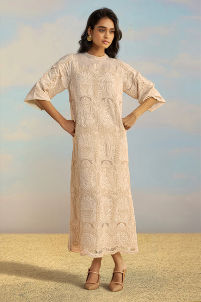 CUTWORK EMBROIDERED SCALLOPED MAXI
