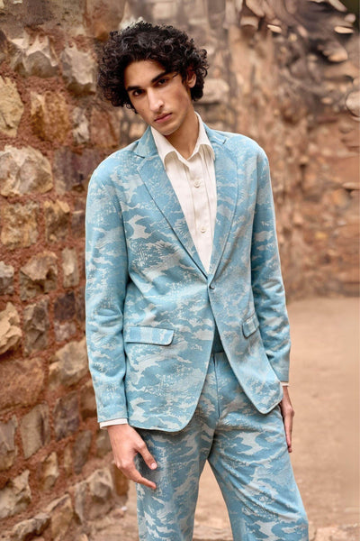 INDIGO JACQUARD SUIT - dash and dot