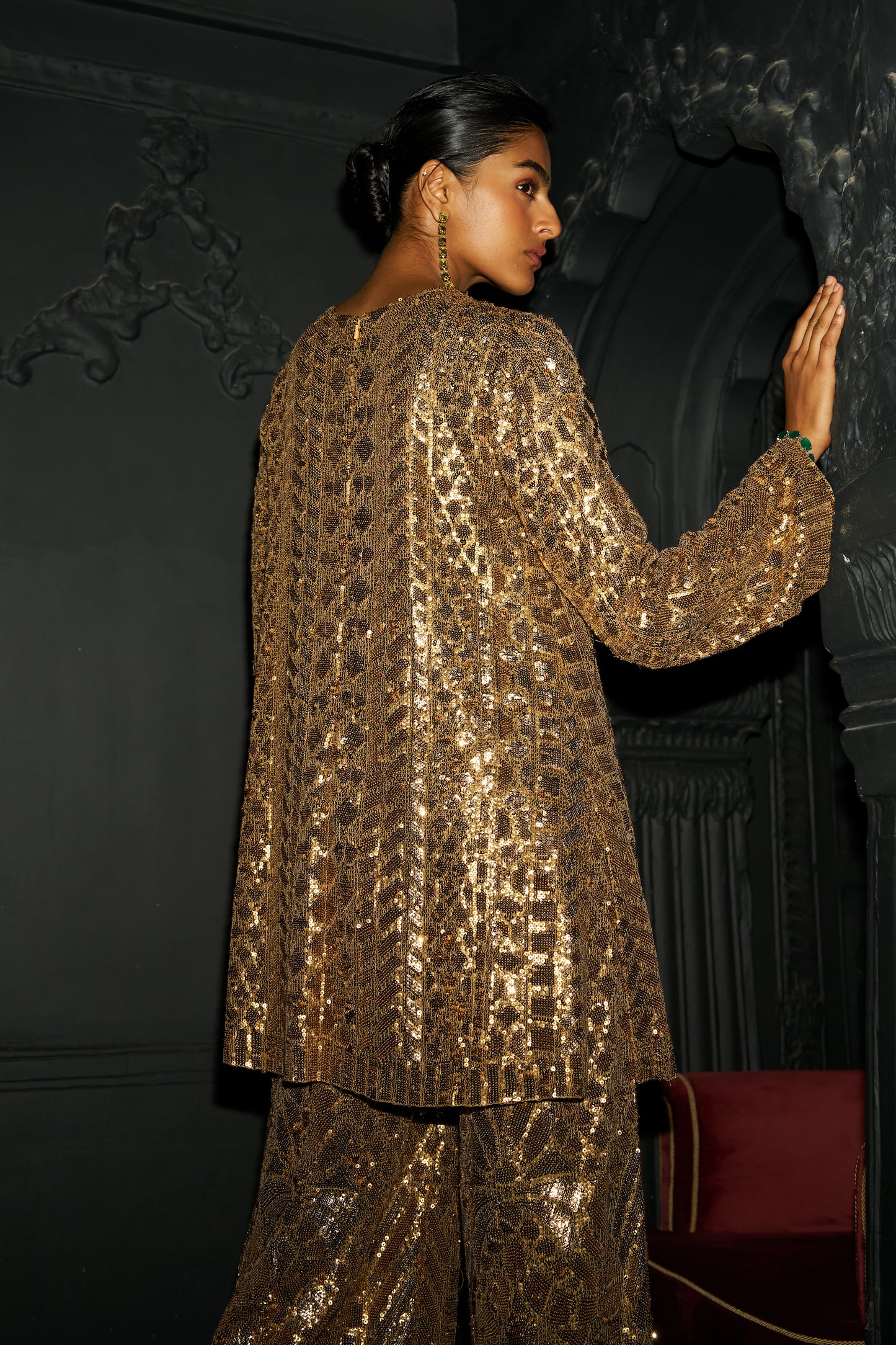 GOLD SEQUIN EMBROIDERED TOP