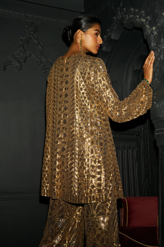 GOLD SEQUIN EMBROIDERED TOP dash and dot