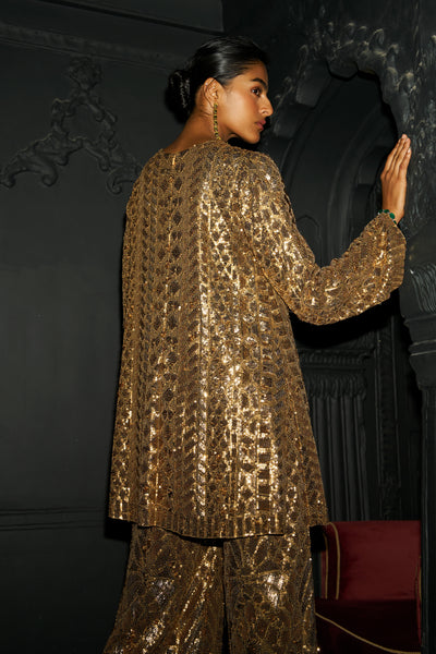 GOLD SEQUIN EMBROIDERED TOP