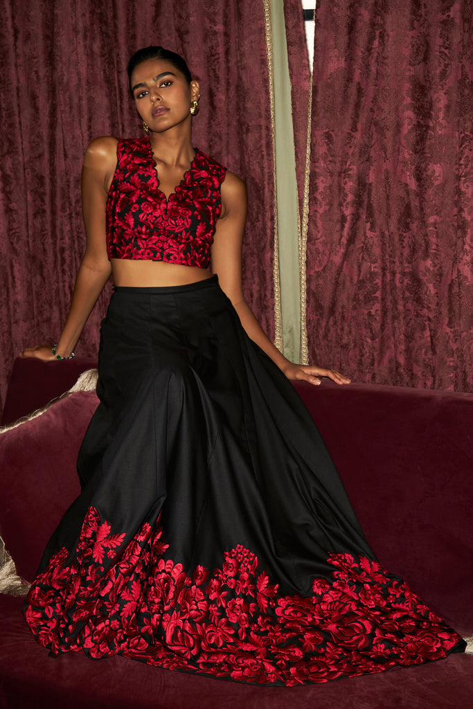 EMBROIDERED HEM FLARED SKIRT dash and dot