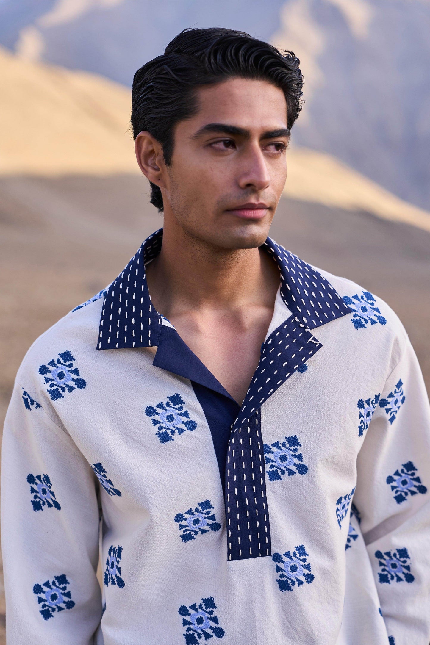 KANTHA STITCH IKAT SHIRT - dash and dot