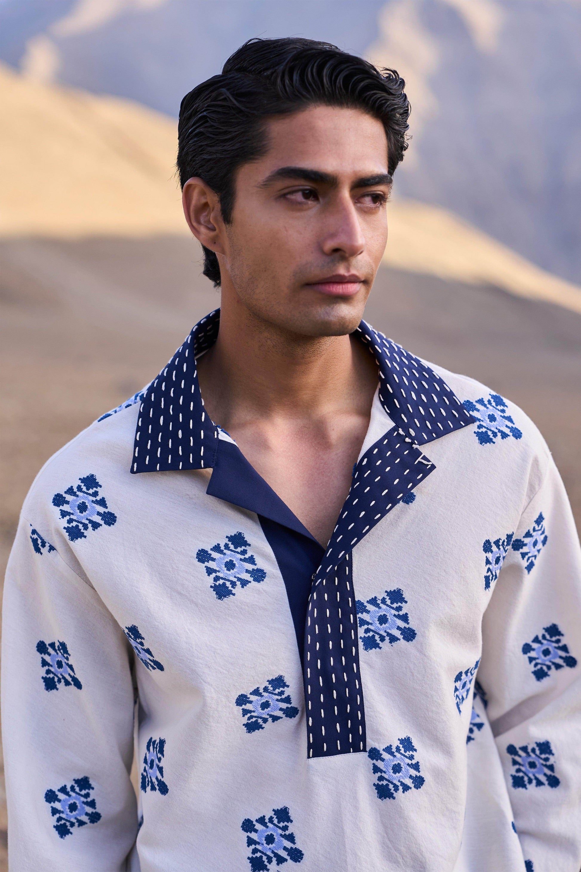 KANTHA STITCH IKAT SHIRT - dash and dot