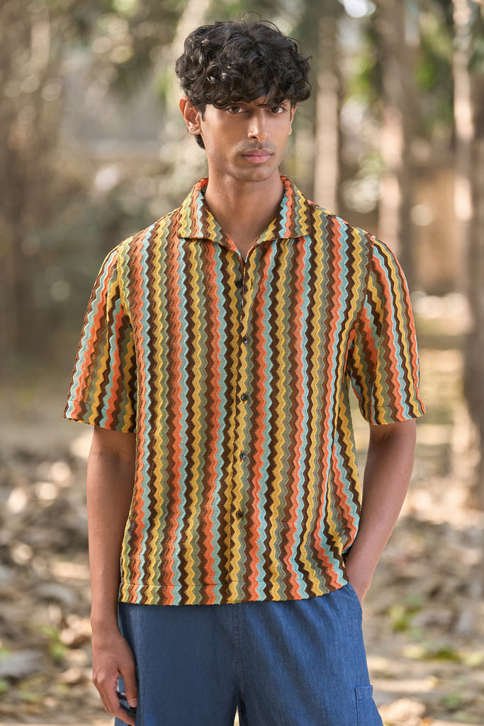 MULTICOLOUR TEXTURED KNIT SHIRT dash and dot
