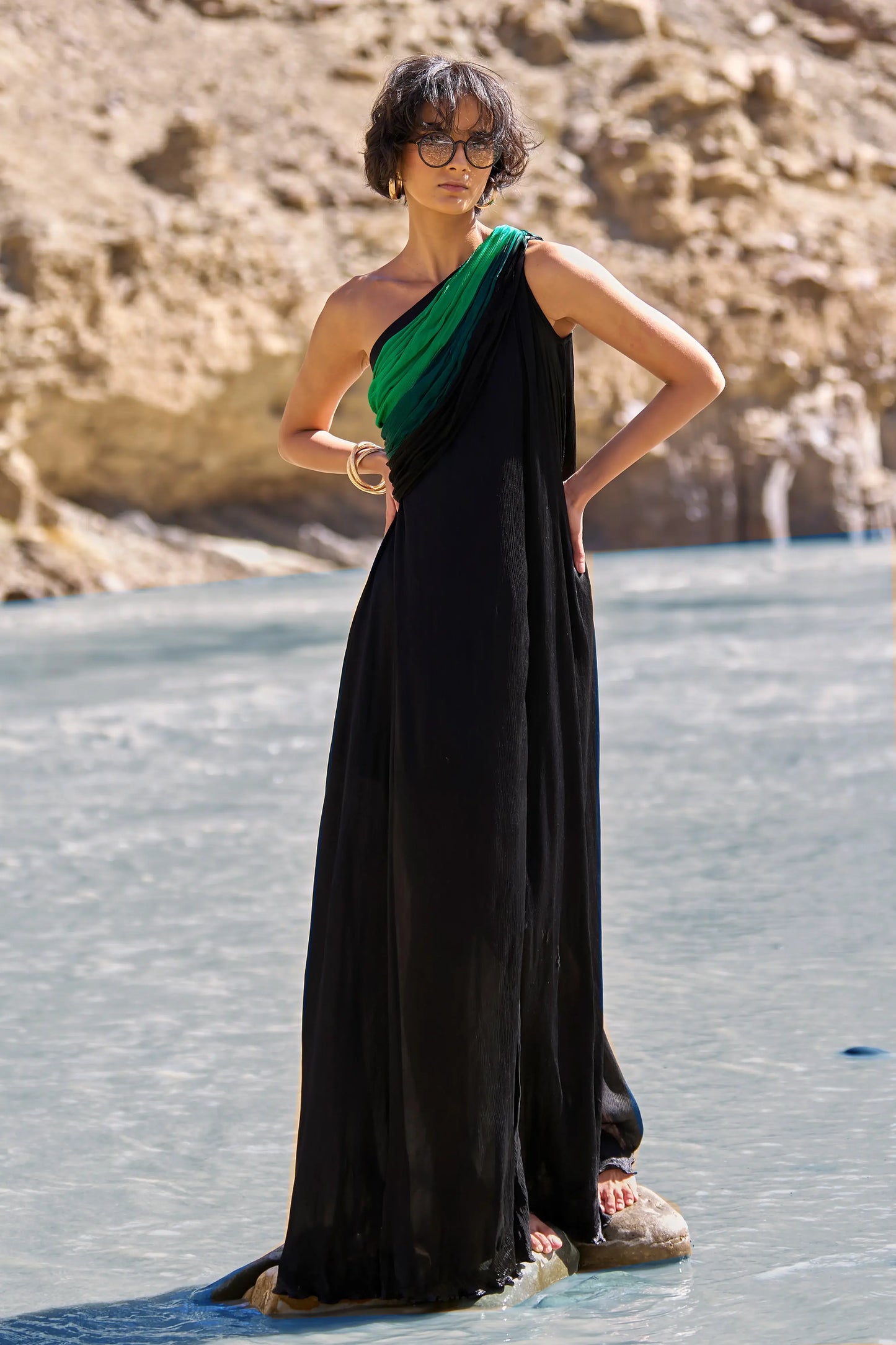 OMBRÉ DRAPED SARI GOWN