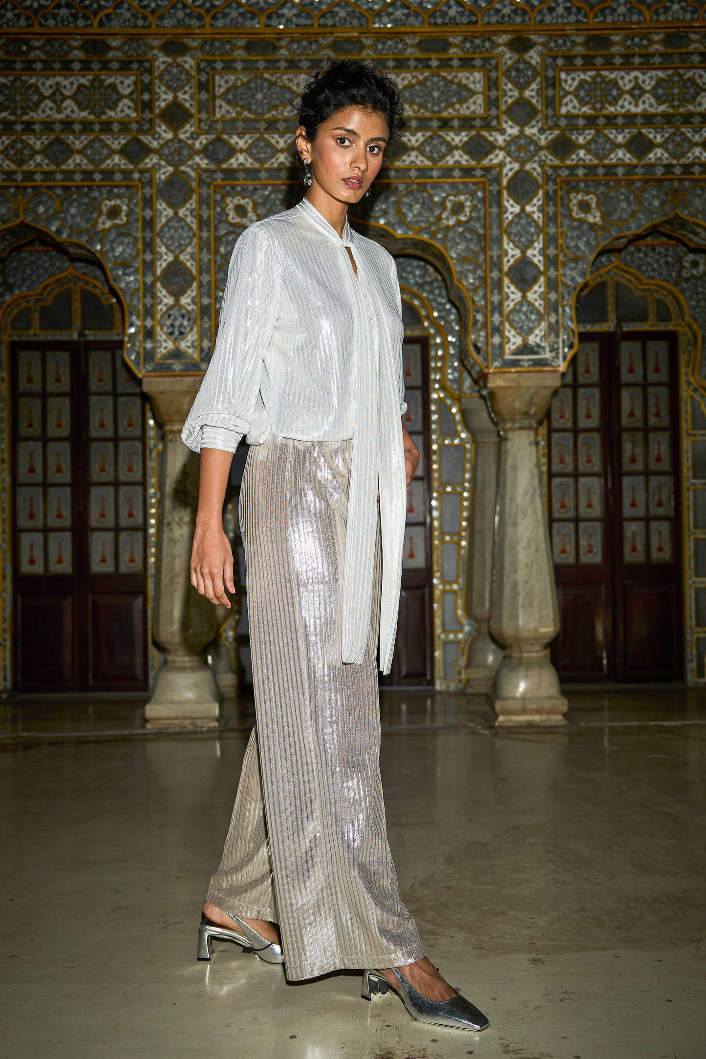 TEXTURED LAMÉ PANT SET - dash and dot