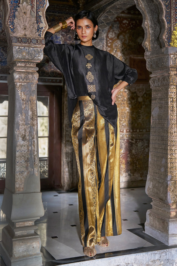 BENARES BROCADE STRIPED PANT dash and dot