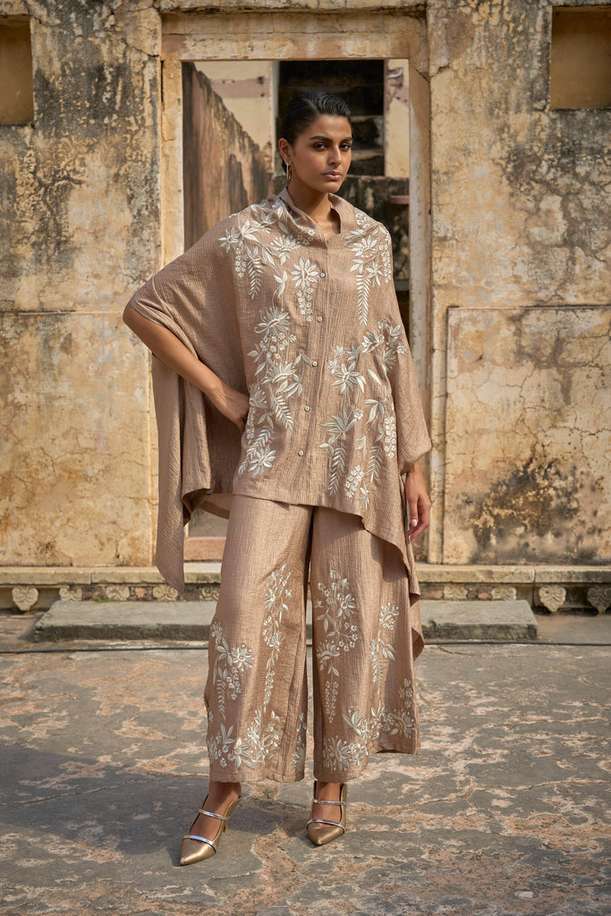 EMBROIDERED CAPE TOP & WIDE LEGGED PANT - dash and dot dash and dot