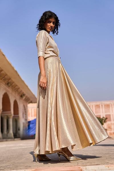 TEXTURED LAMÉ MAXI SKIRT SET - dash and dot