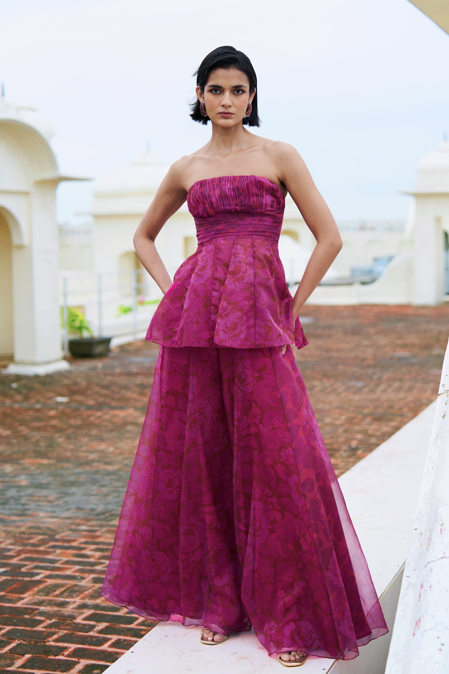 FLORAL PRINT PEPLUM SET