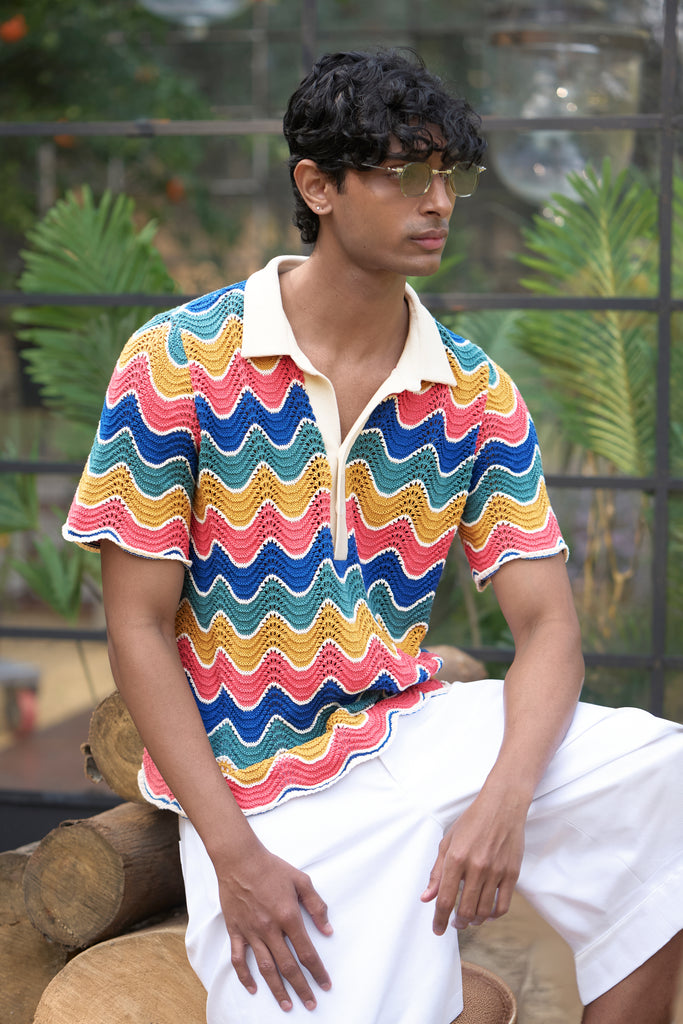 MULTICOLOUR KNIT POLO dash and dot