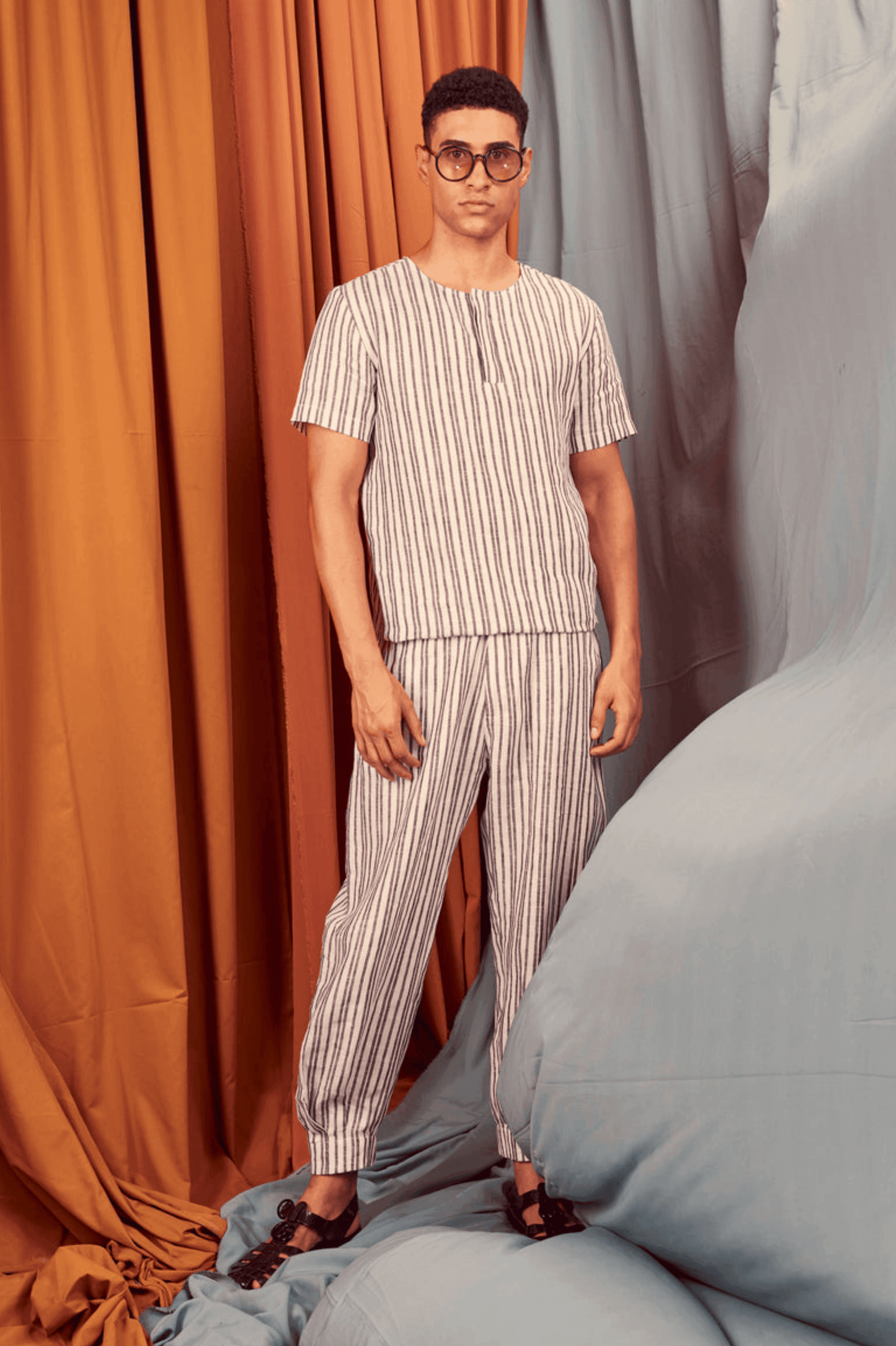 LINEN STRIPE SET - dash and dot