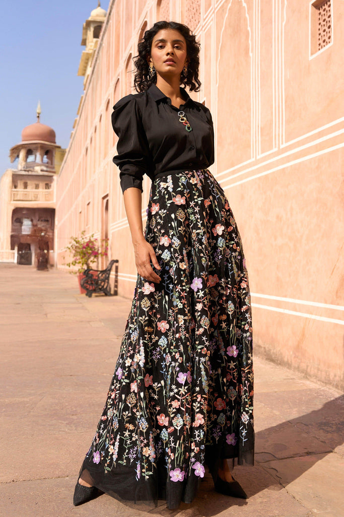 3D FLORAL MAXI SKIRT - dash and dot dash and dot