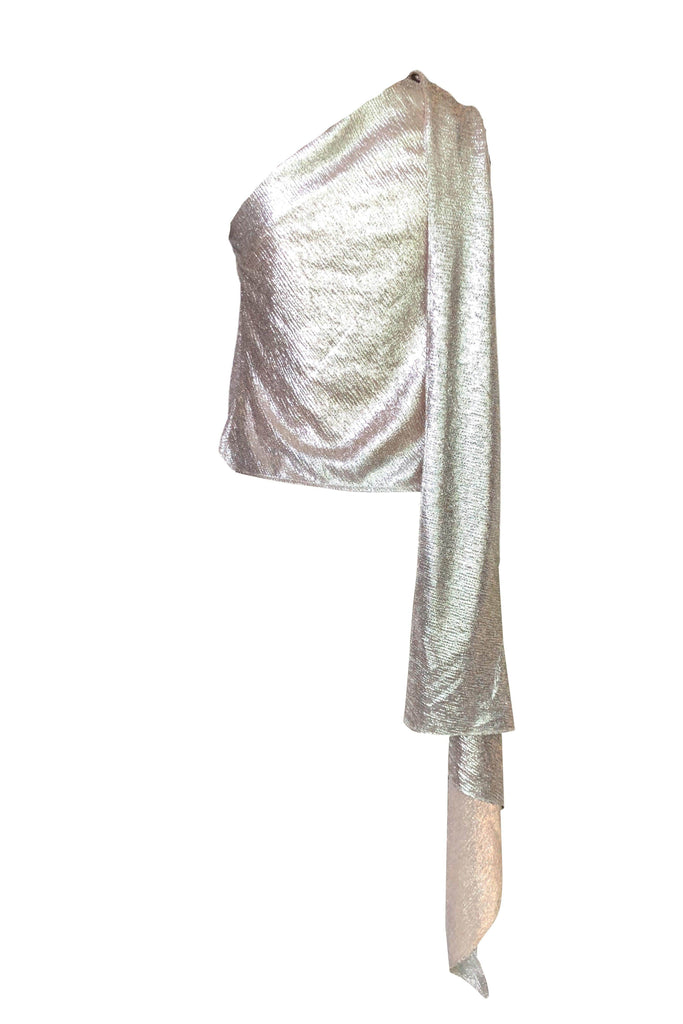 SHIMMER DRAPED SCARF TOP - dash and dot dash and dot