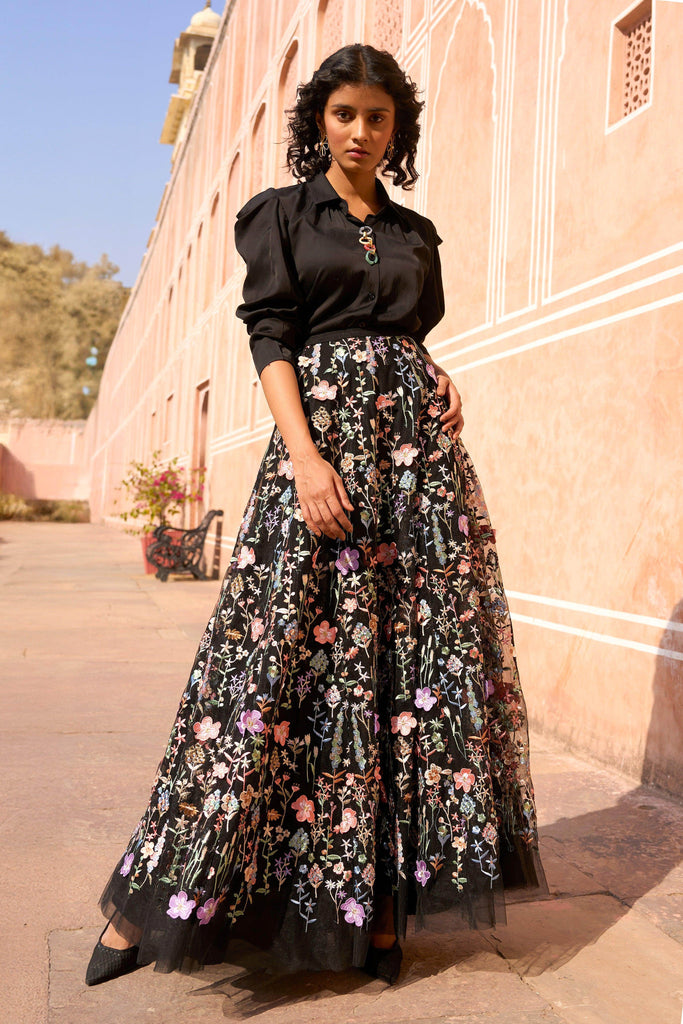 3D FLORAL MAXI SKIRT - dash and dot dash and dot