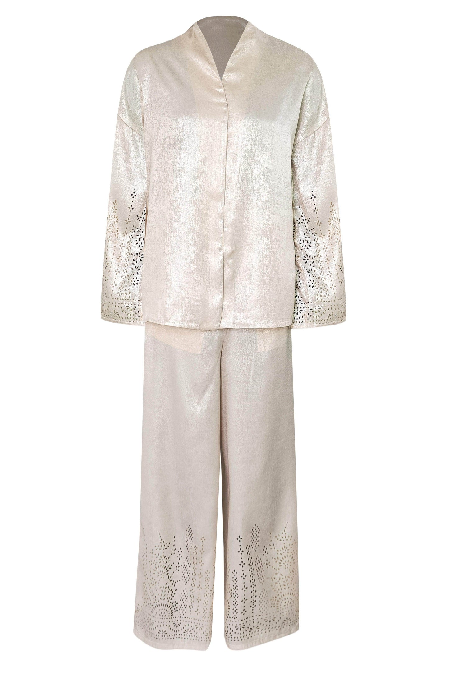 LAMÉ CUTWORK HEM PANT - dash and dot