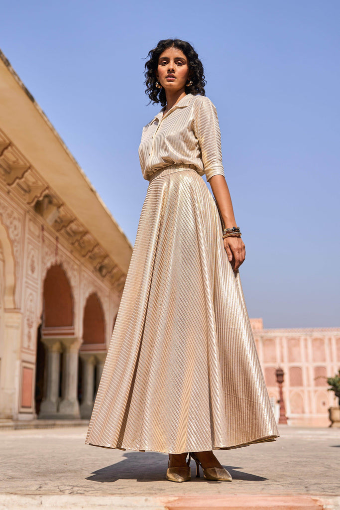 TEXTURED LAMÉ MAXI SKIRT SET - dash and dot dash and dot