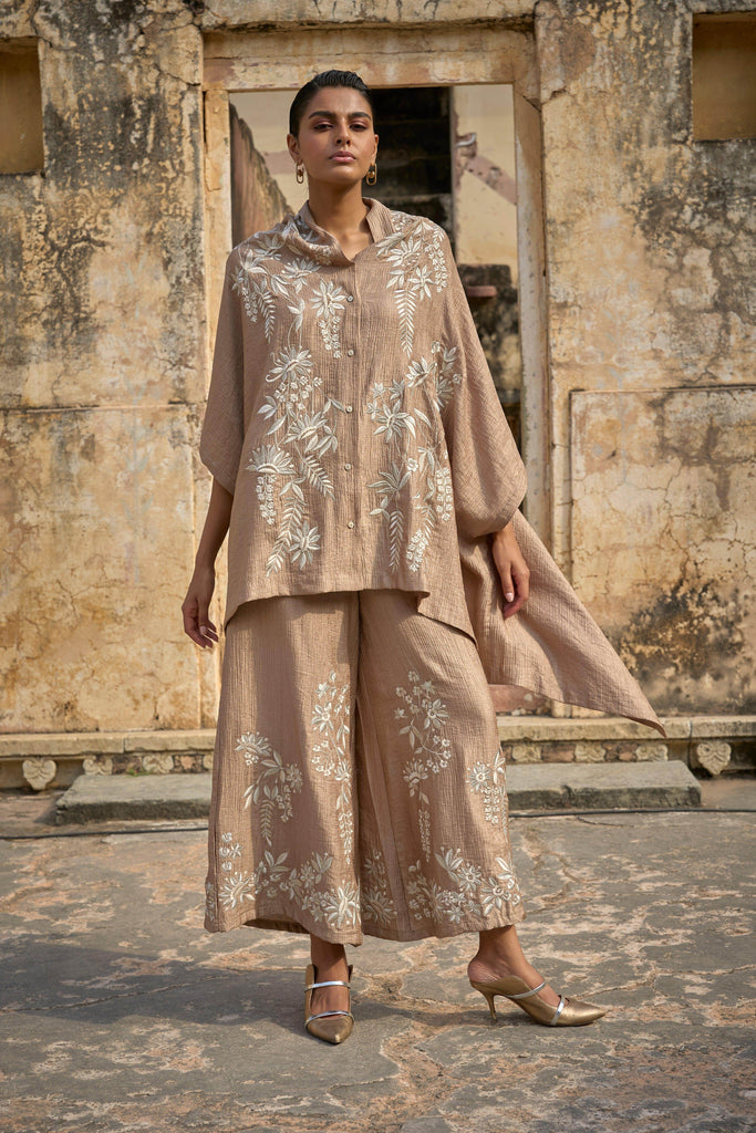 EMBROIDERED CAPE TOP & WIDE LEGGED PANT - dash and dot dash and dot