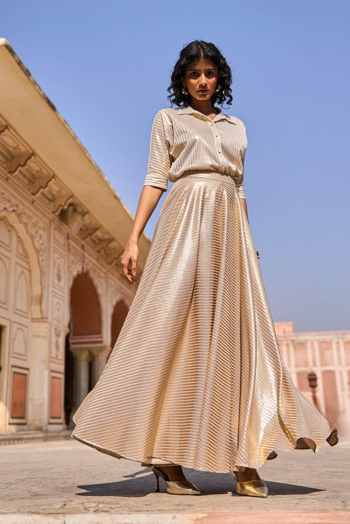 TEXTURED LAMÉ MAXI SKIRT SET - dash and dot dash and dot