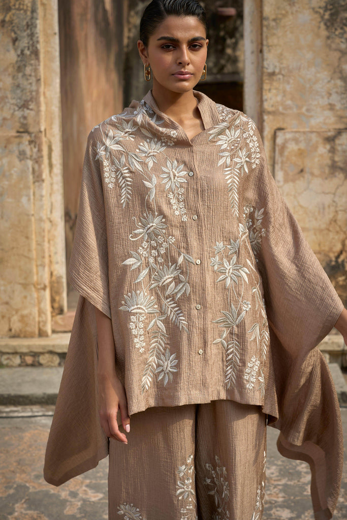 EMBROIDERED CAPE TOP & WIDE LEGGED PANT - dash and dot dash and dot