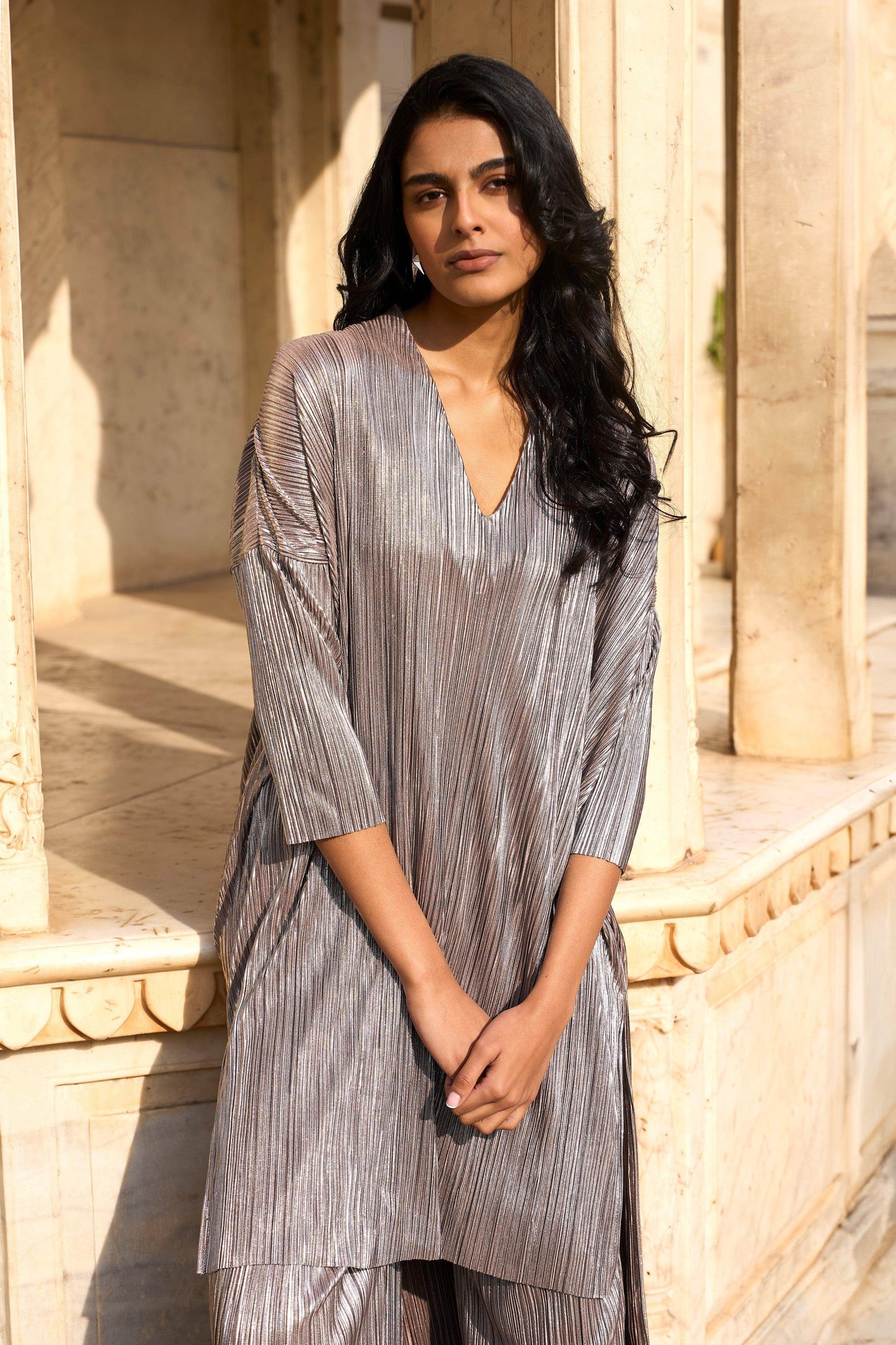 PLEATED LAMÉ SET - dash and dot